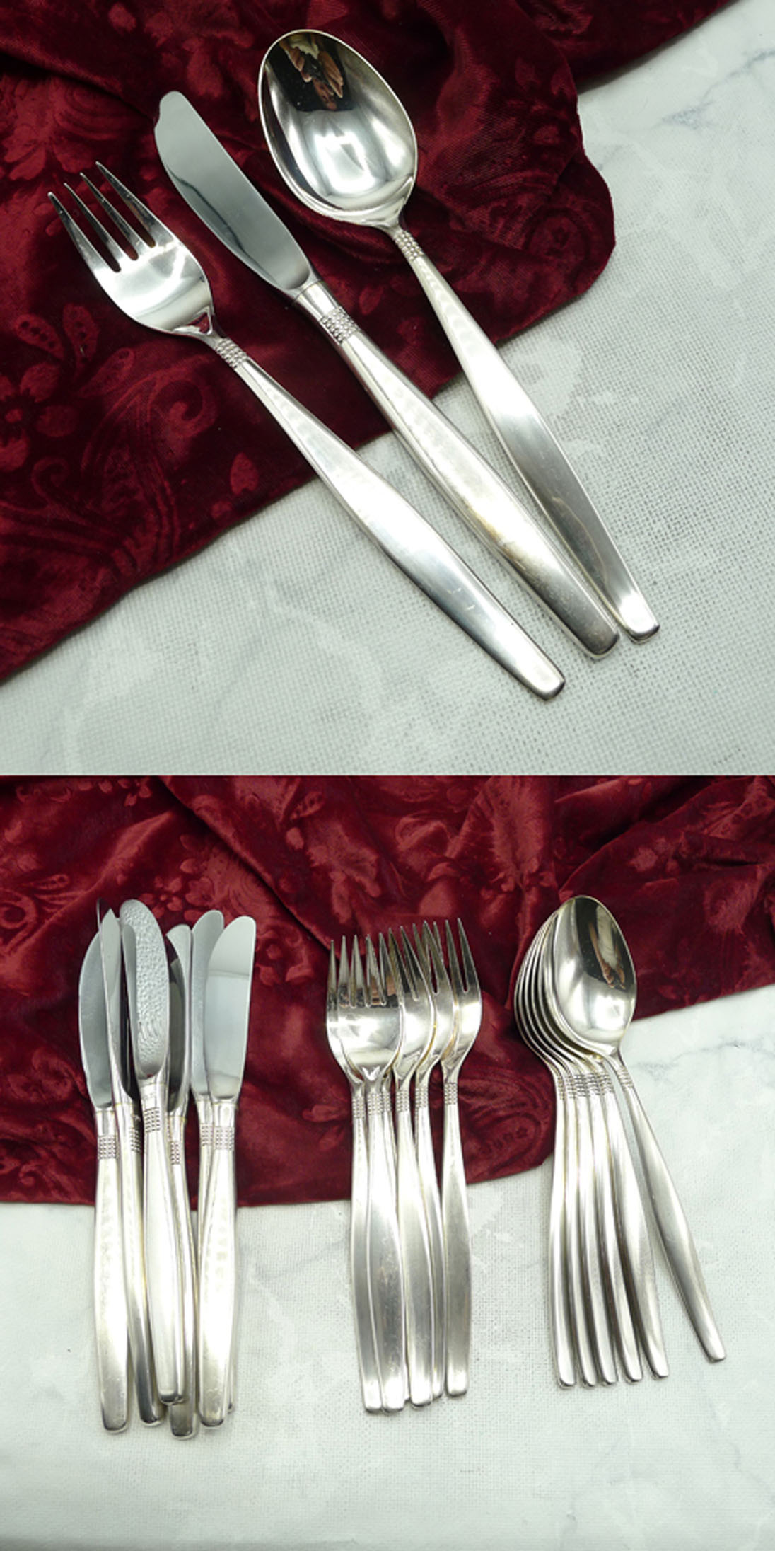 BSF 111 Dänisch Perl Tafelbesteck 6 Personen 90 versilbert