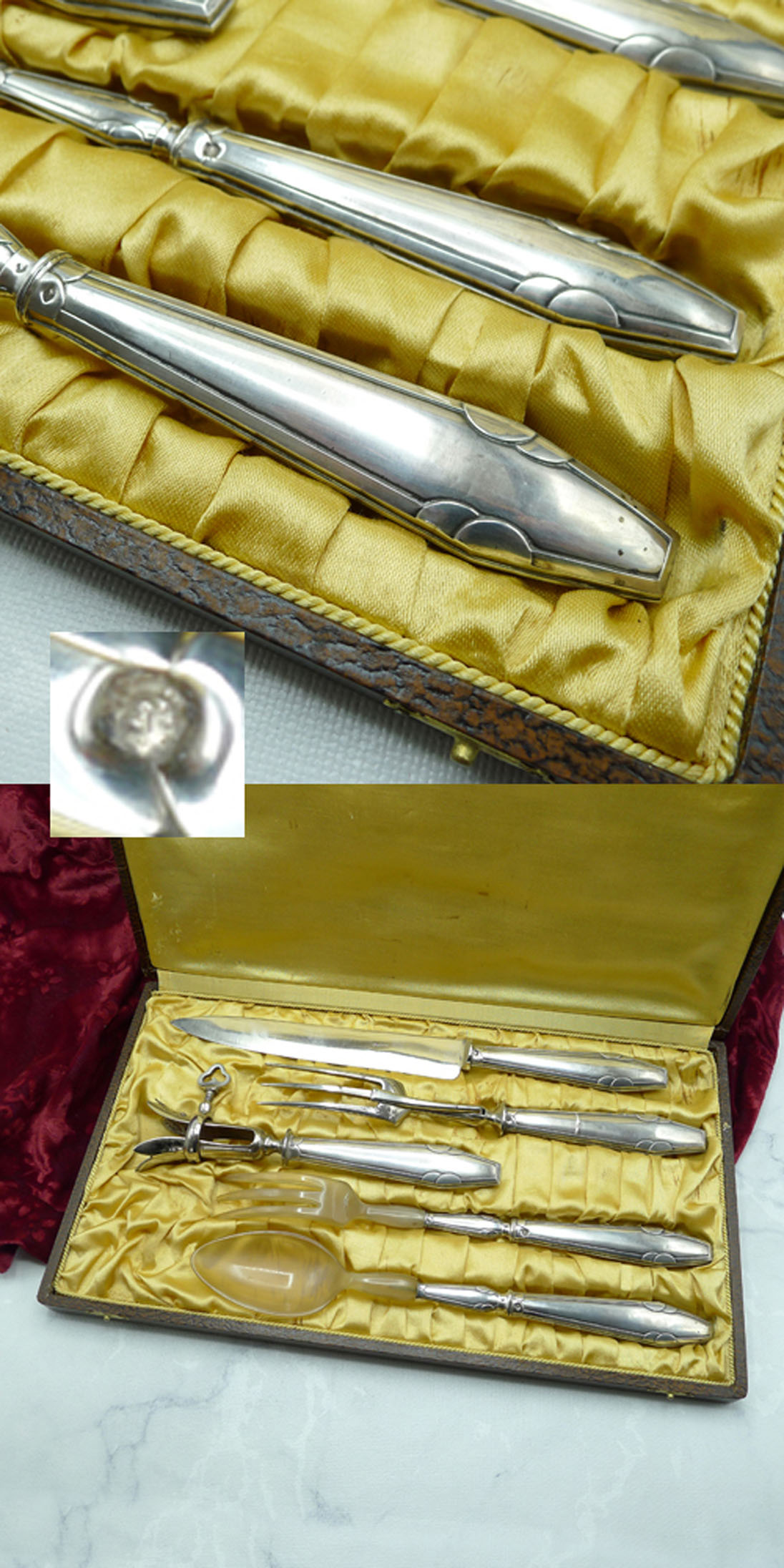 Vorlegebesteck Art Deco Frankreich 5tlg Silber 800+