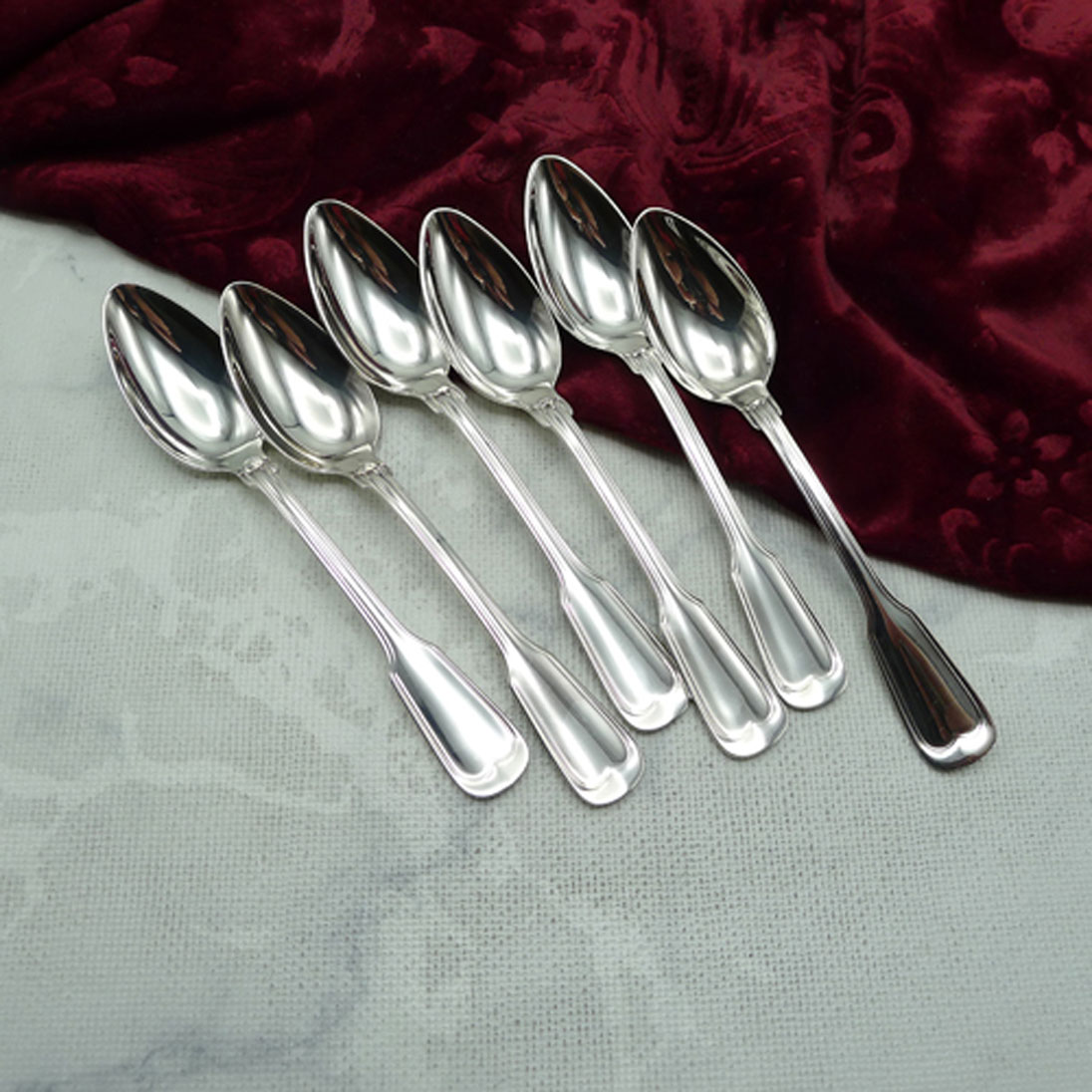 WMF Augsburger Faden 6 Teelöffel 13,1cm 90 versilbert
