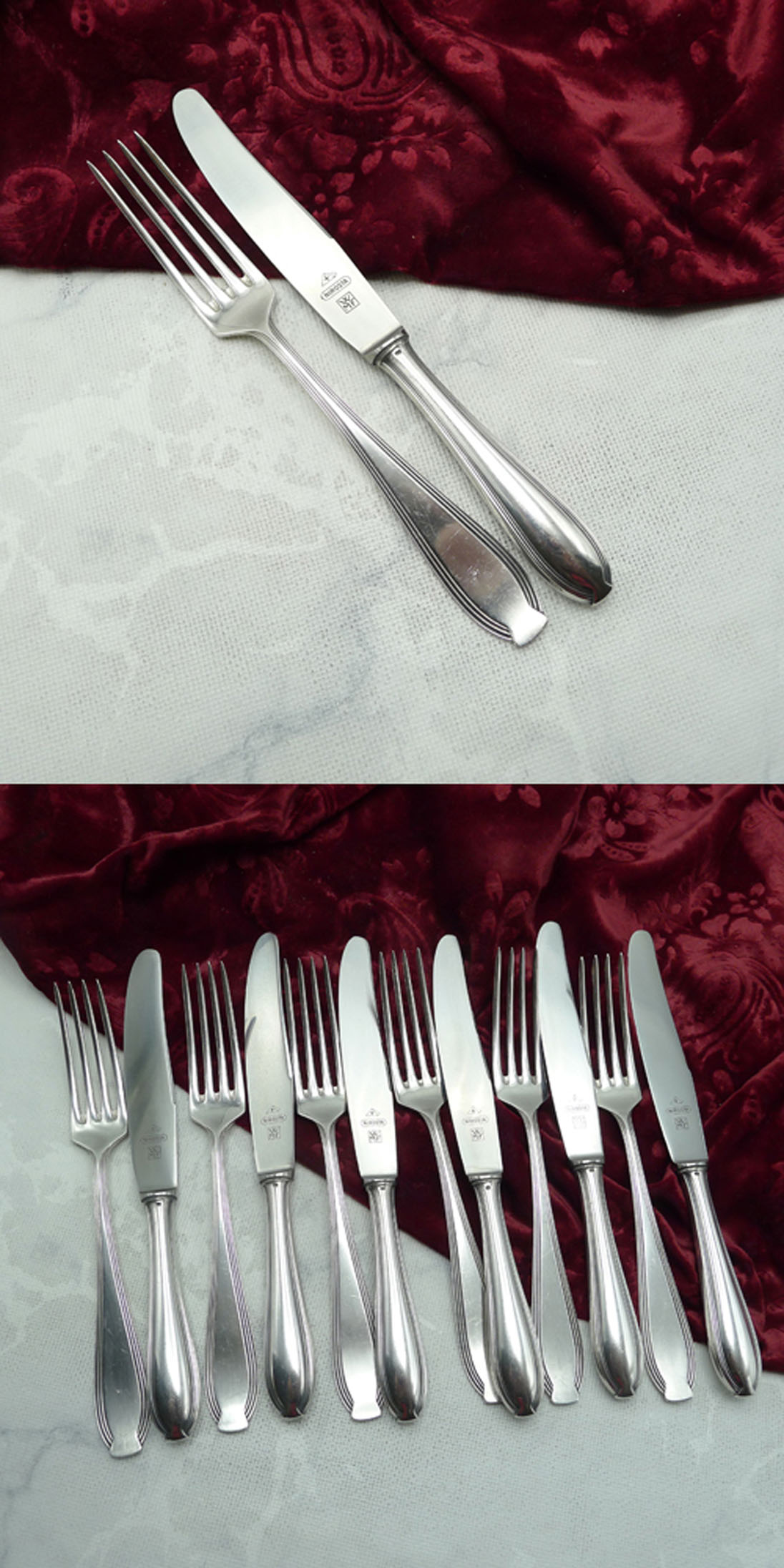 WMF 82/300 Jugendstil Dessertbesteck 6 Personen versilbert