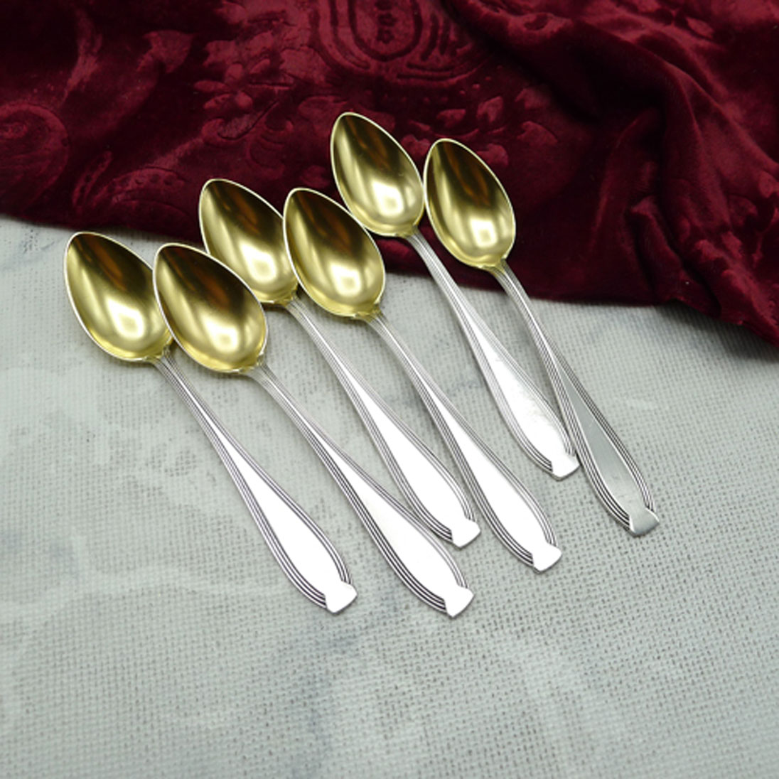 WMF 82/300 Jugendstil 6 Mokkalöffel / Eierlöffel versilbert