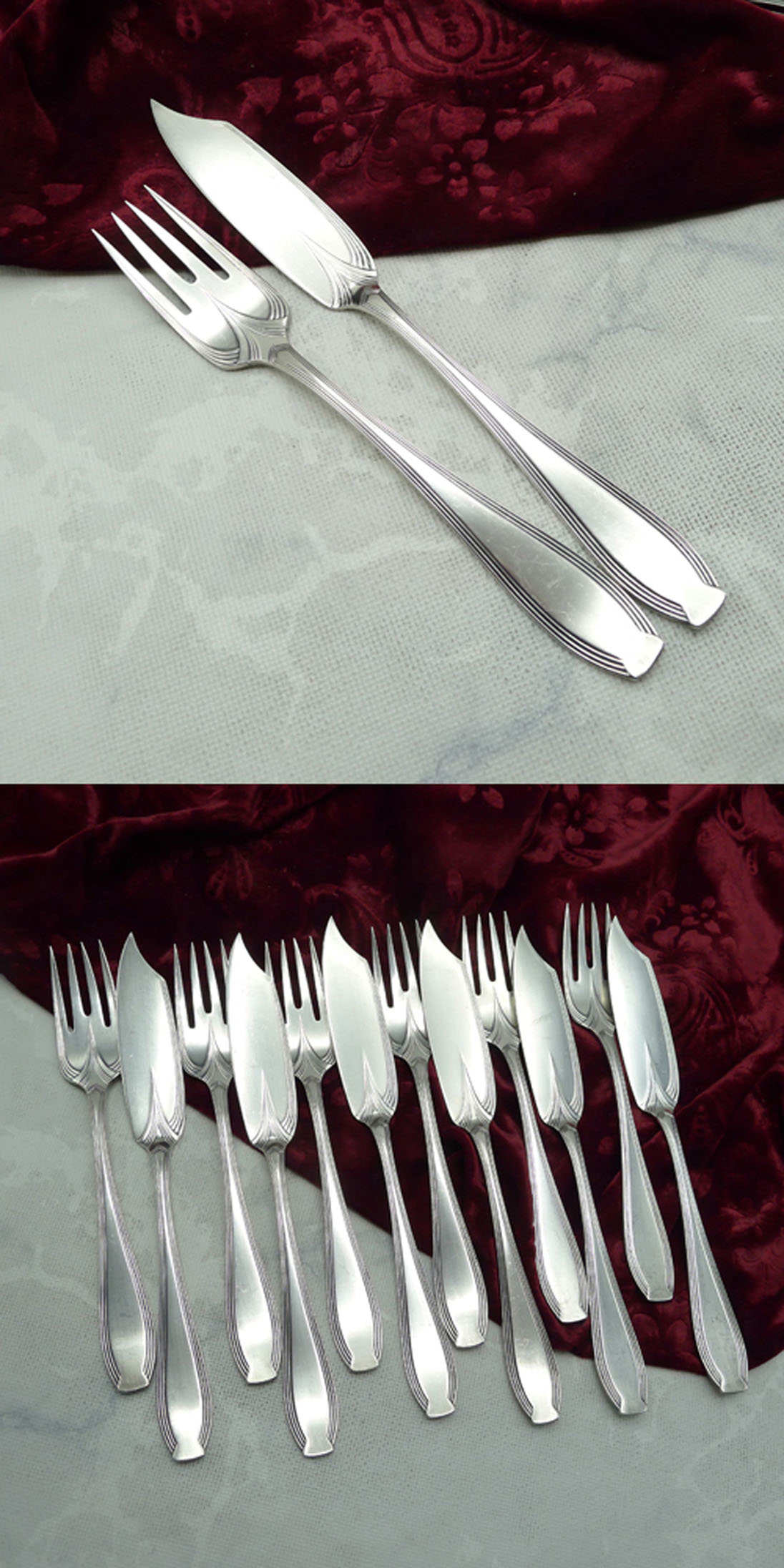 WMF 82/300 Jugendstil Fischbesteck 6 Personen versilbert