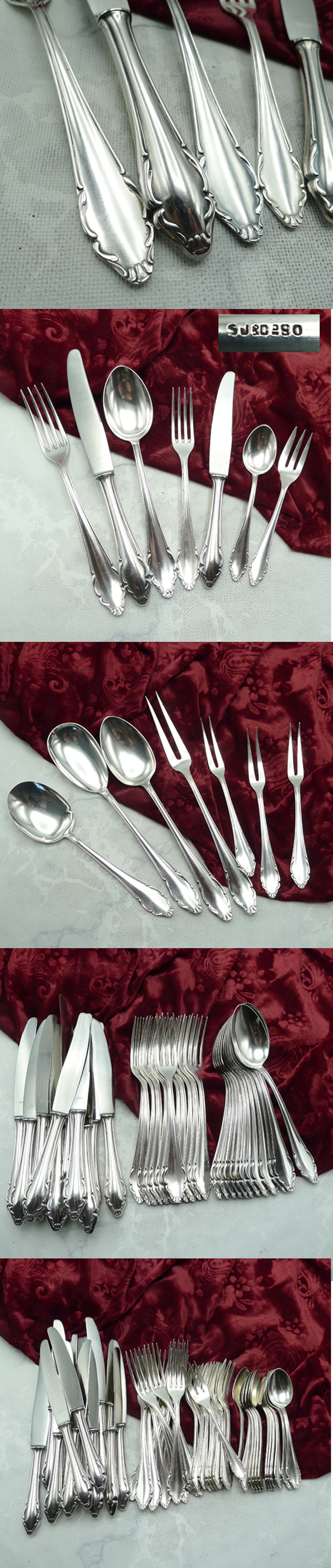 Barockes Silberbesteck 12 Personen groß & klein SJ&Co 90 versilbert