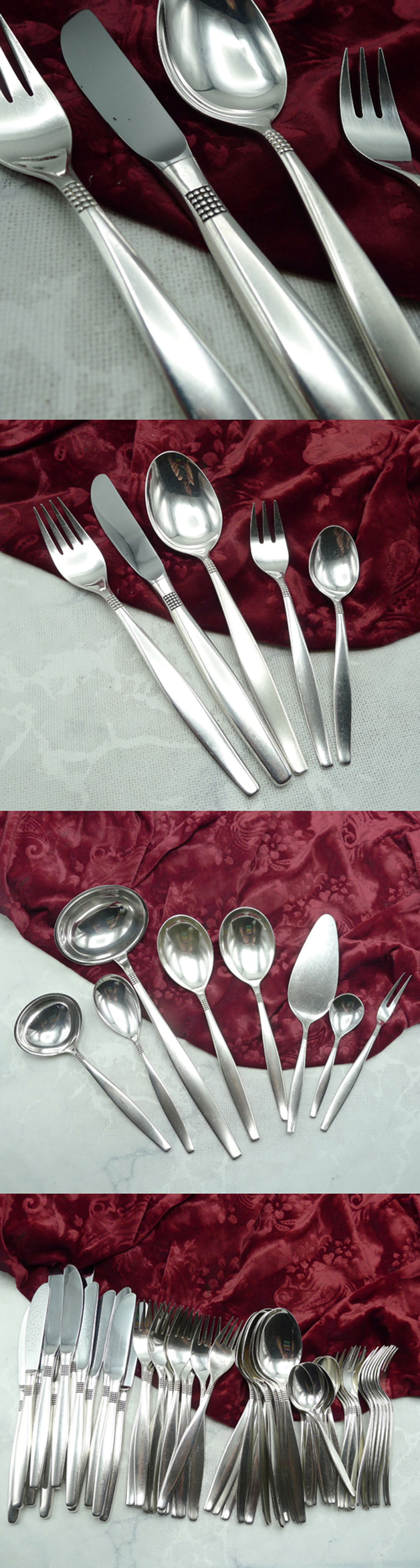 BSF 111 Dänisch Perl Tafelbesteck 12 Personen 90 versilbert