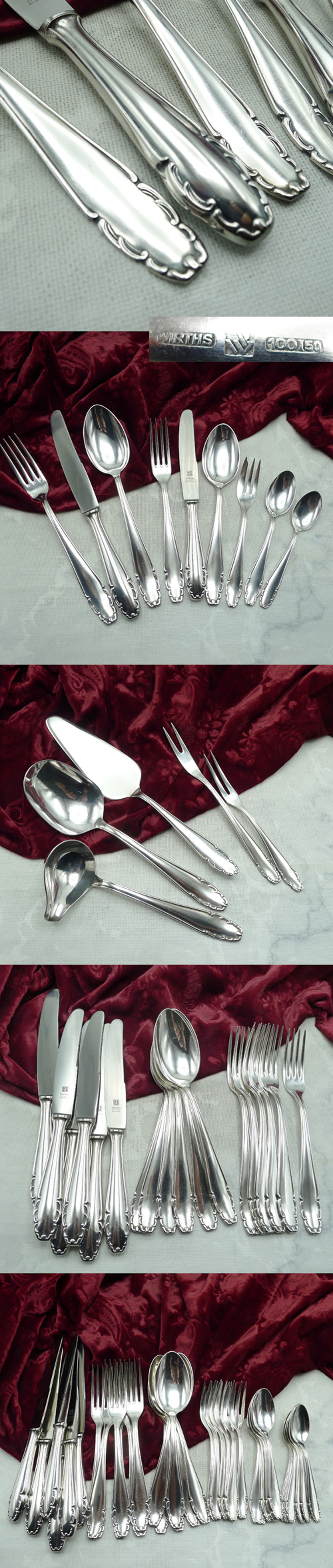 Wirths 6 Personen Tafel- und Dessertbesteck Barock Dekor 100 versilbert