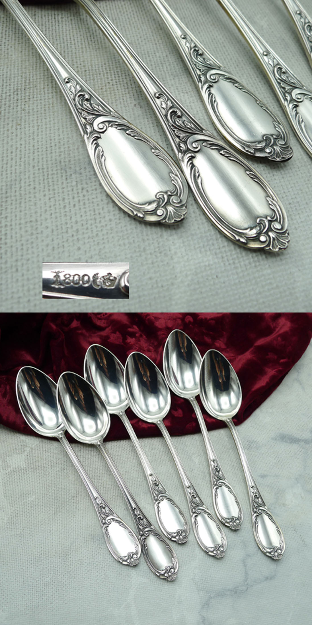 Koch & Bergfeld Rokoko 6 Dessertlöffel 18,5cm 800 Silber