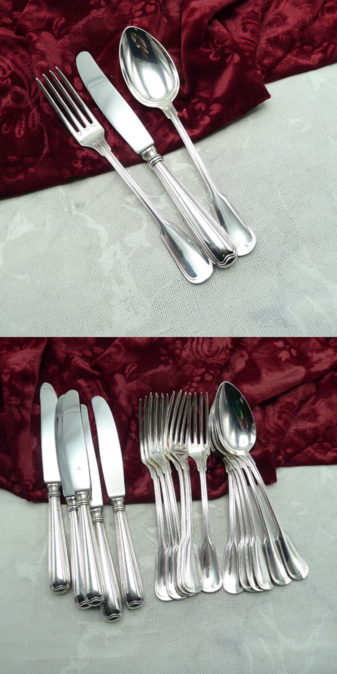 WMF Augsburger Faden Tafelbesteck 6 Personen 90 versilbert