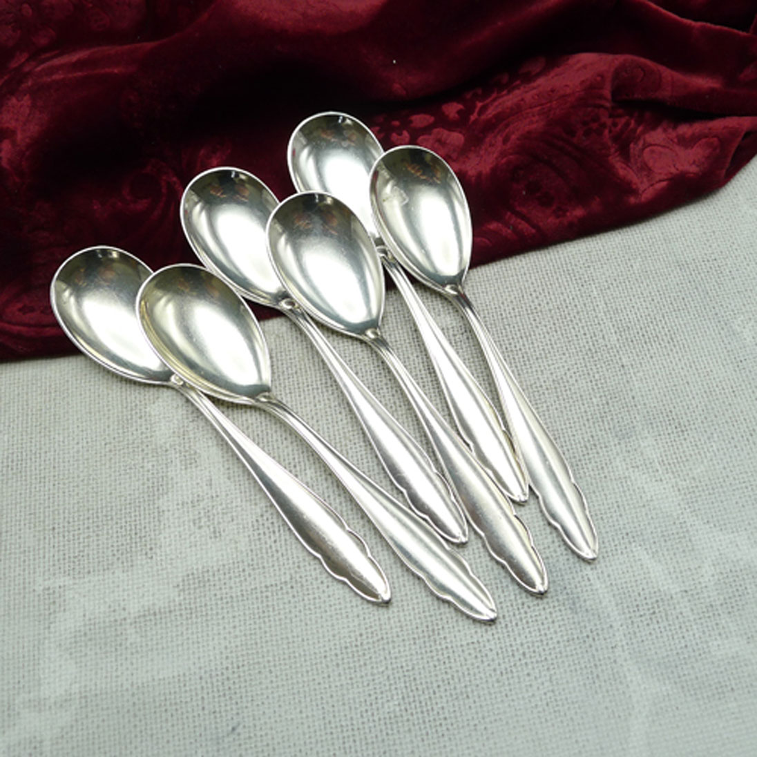 Bruckmann 610 Chippendale 6 Eislöffel 13,3cm 90 versilbert