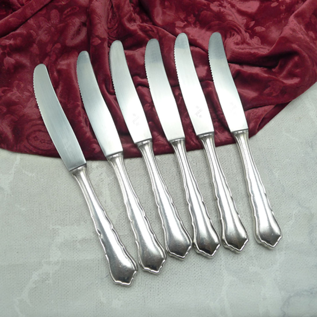 WMF 2100 Chippendale 6 Tafelmesser Friodur Welle 90 versilbert