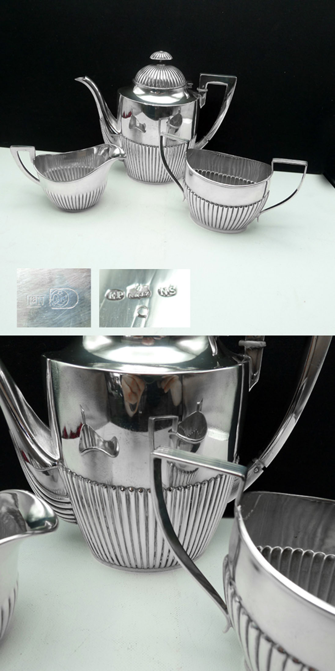 Kaffeeservice Queen Anne versilbert