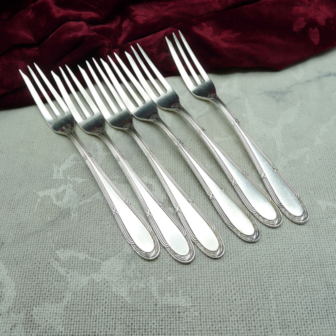 WMF 200 Kreuzband 6 Obstgabeln 14,9cm versilbert