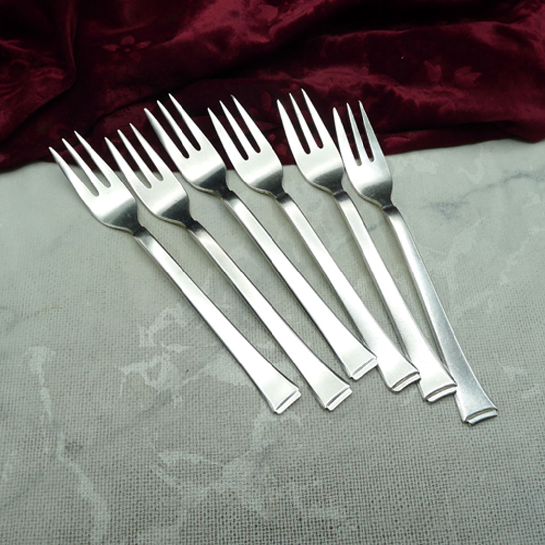 GÜRTLER ART DECO 90 Kuchengabeln SILBERBESTECK PYRAMIDE TREPPENDEKOR 6 Teile 