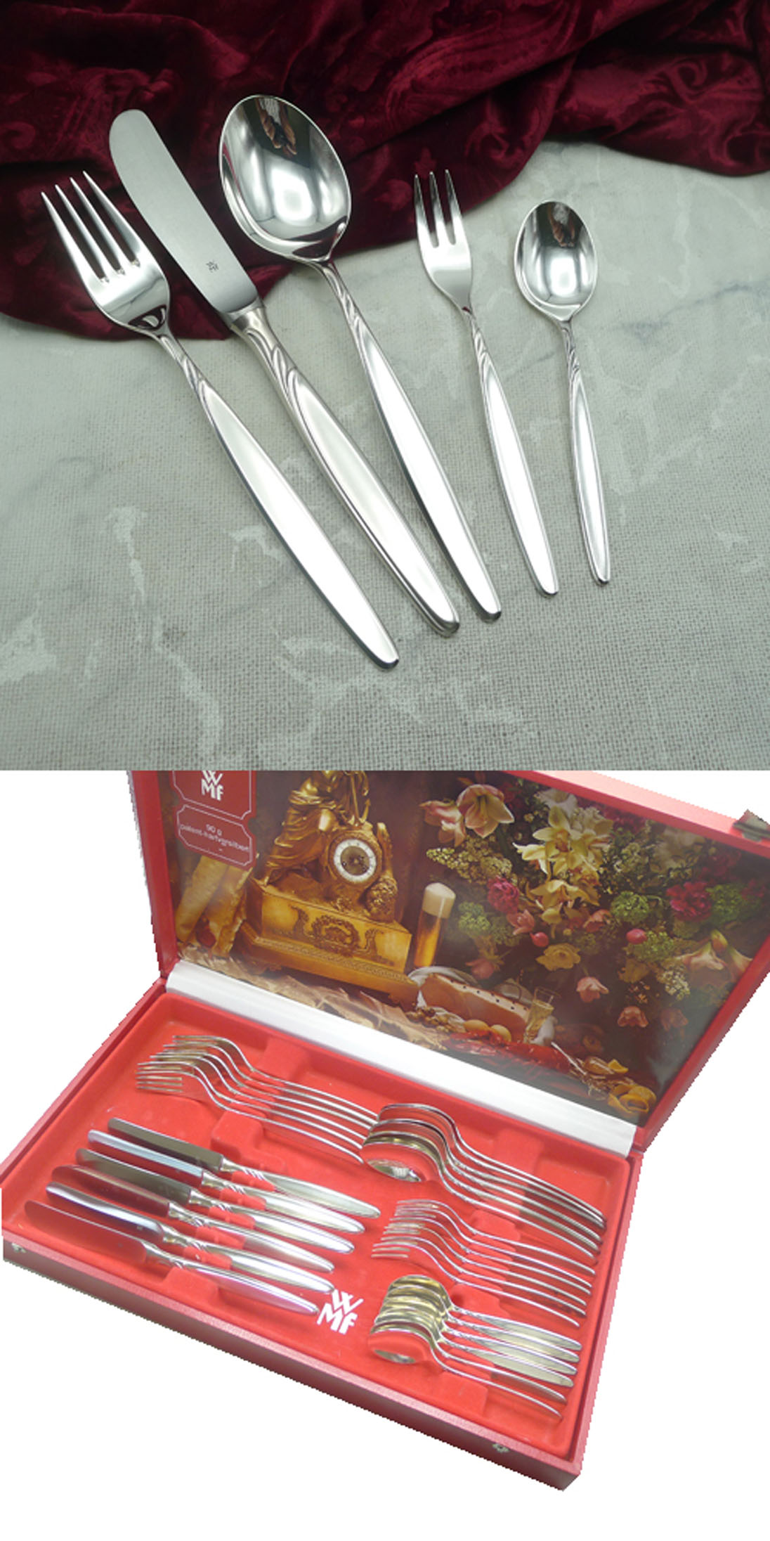 WMF Rom Tafelbesteck 6 Personen 30tlg 90 versilbert im Kasten