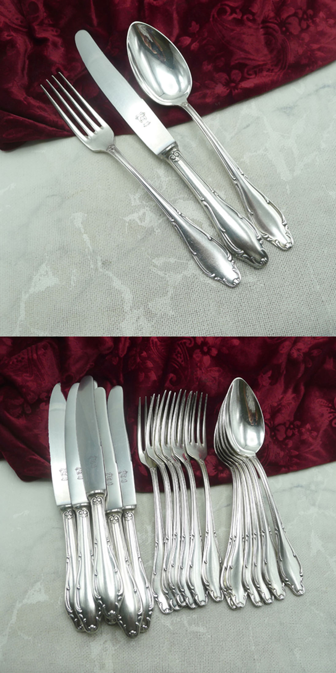 Wellner 398 Mozart Tafelbesteck 6 Personen 90 versilbert