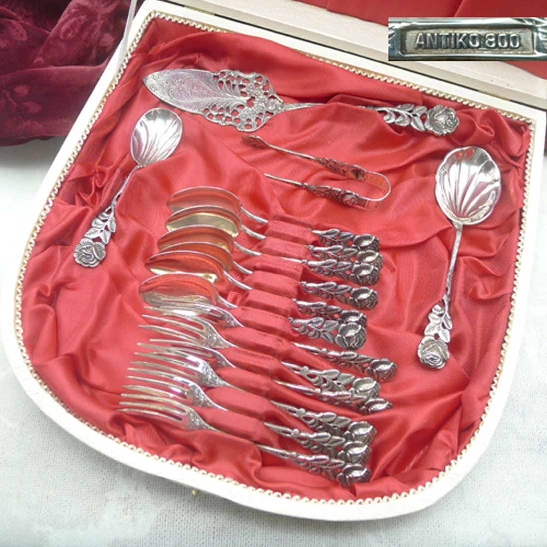 Hildesheimer Rose Kaffeebesteck 6 Personen 800 Silber