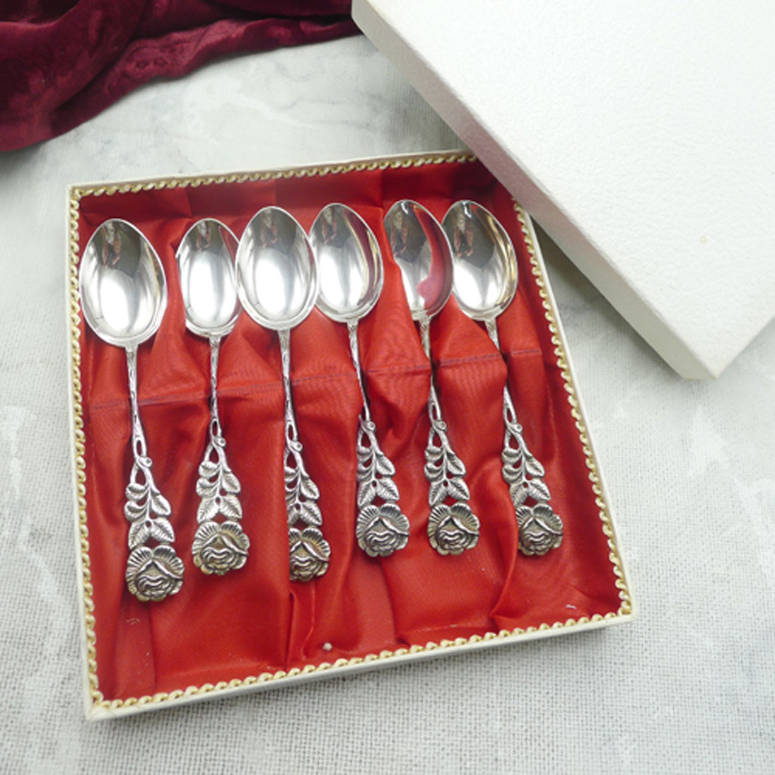 Hildesheimer Rose 6 Kaffeelöffel Antiko 800 Silber