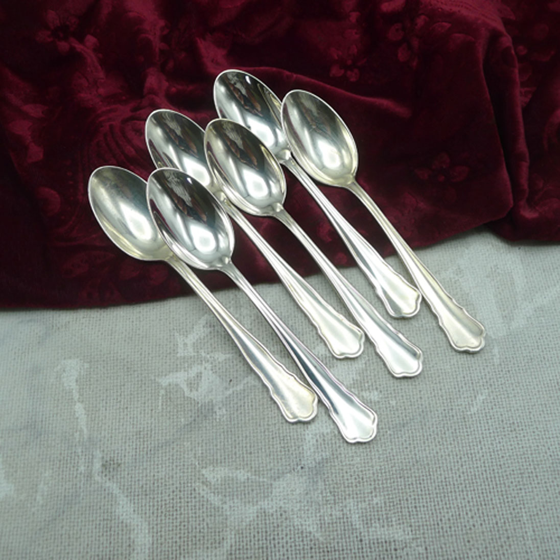Wilkens Chippendale 6 Teelöffel 13,2cm 90 versilbert