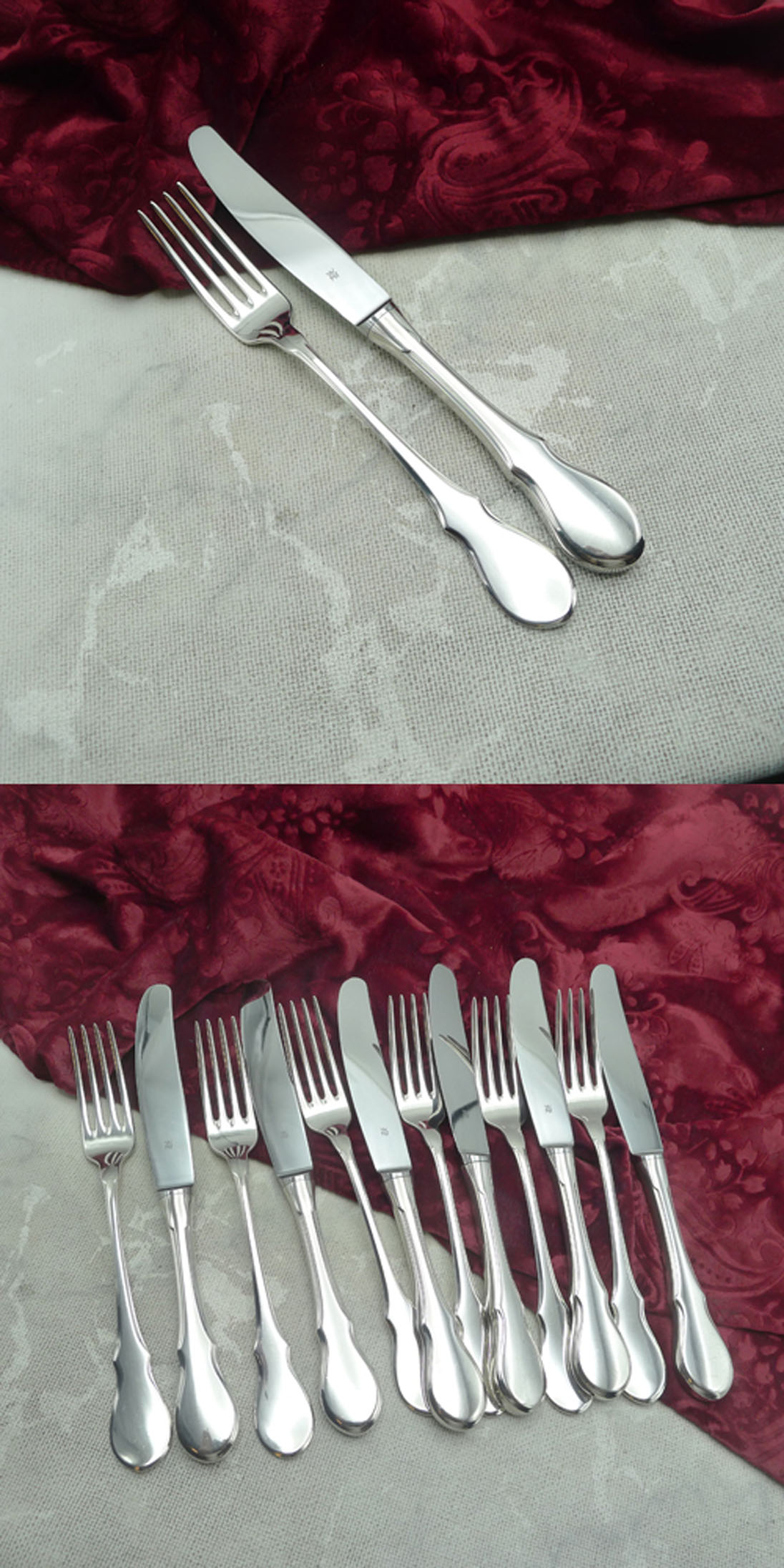 WMF Würzburger Facette Dessertbesteck 6 Personen 90 versilbert
