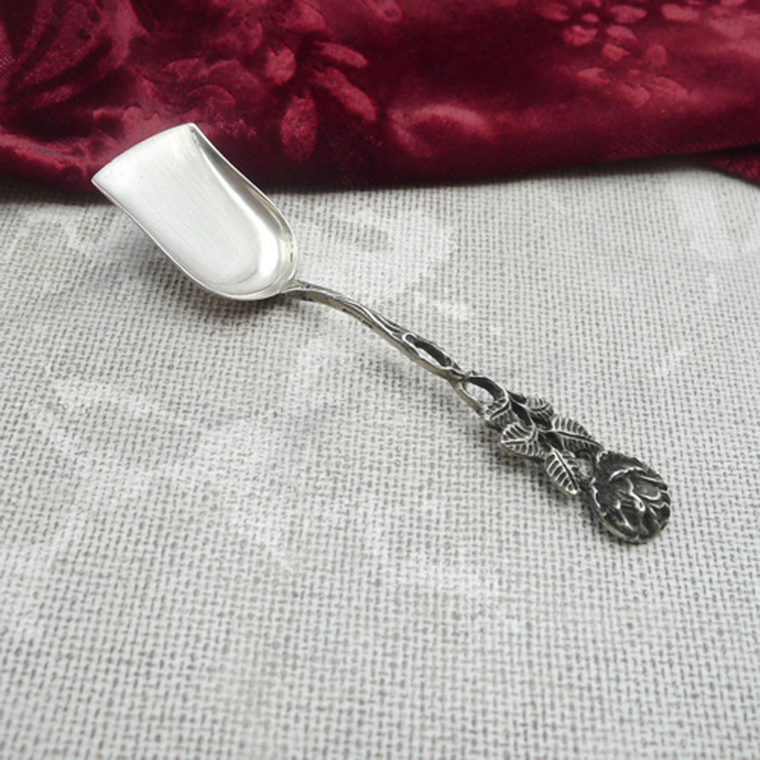 Hildesheimer Rose Zuckerlöffel 800 Silber Antiko