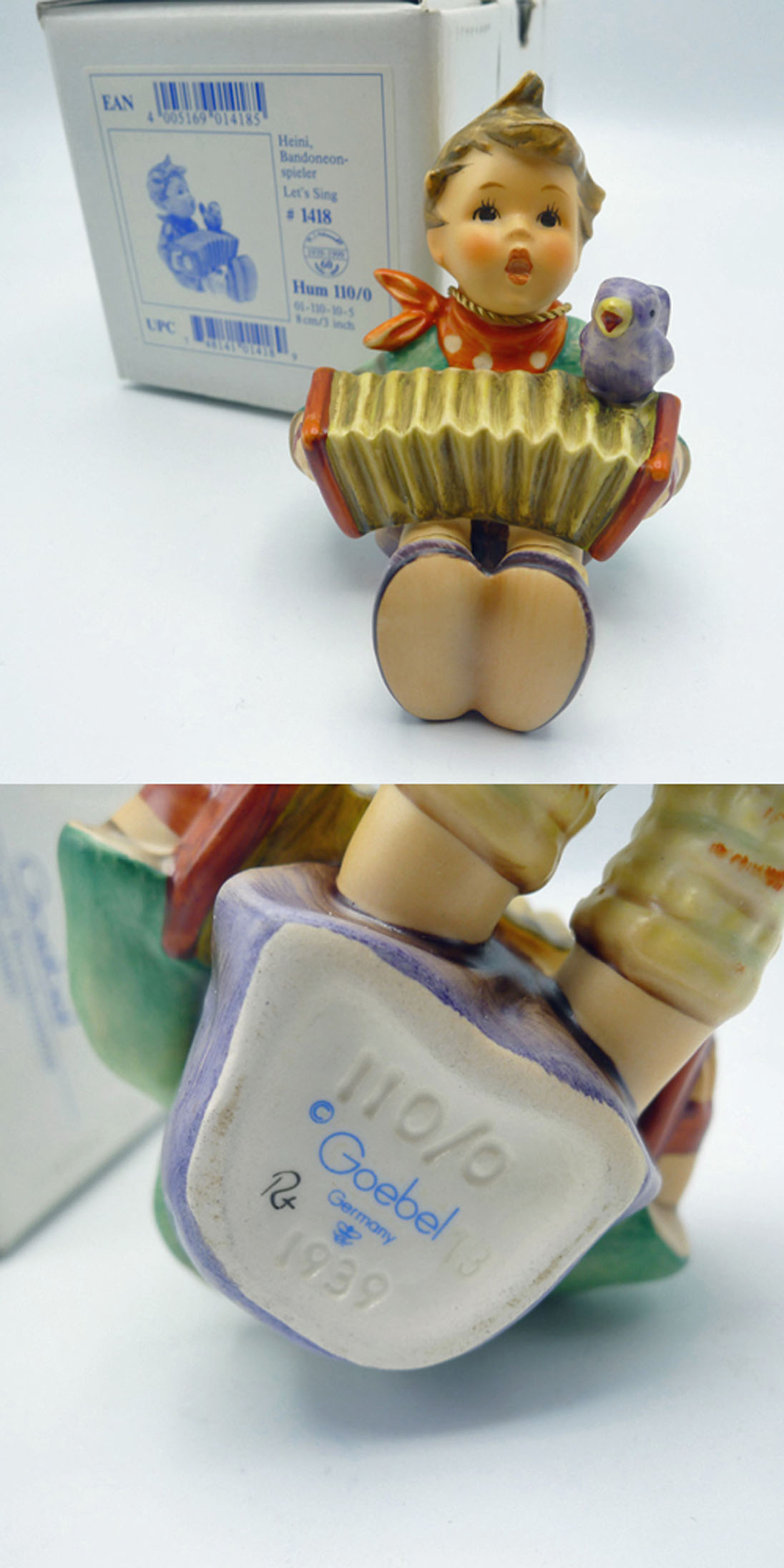 Hummel Figur Hum 110/0 Heini, Bandoneonspieler - Let's sing - OVP