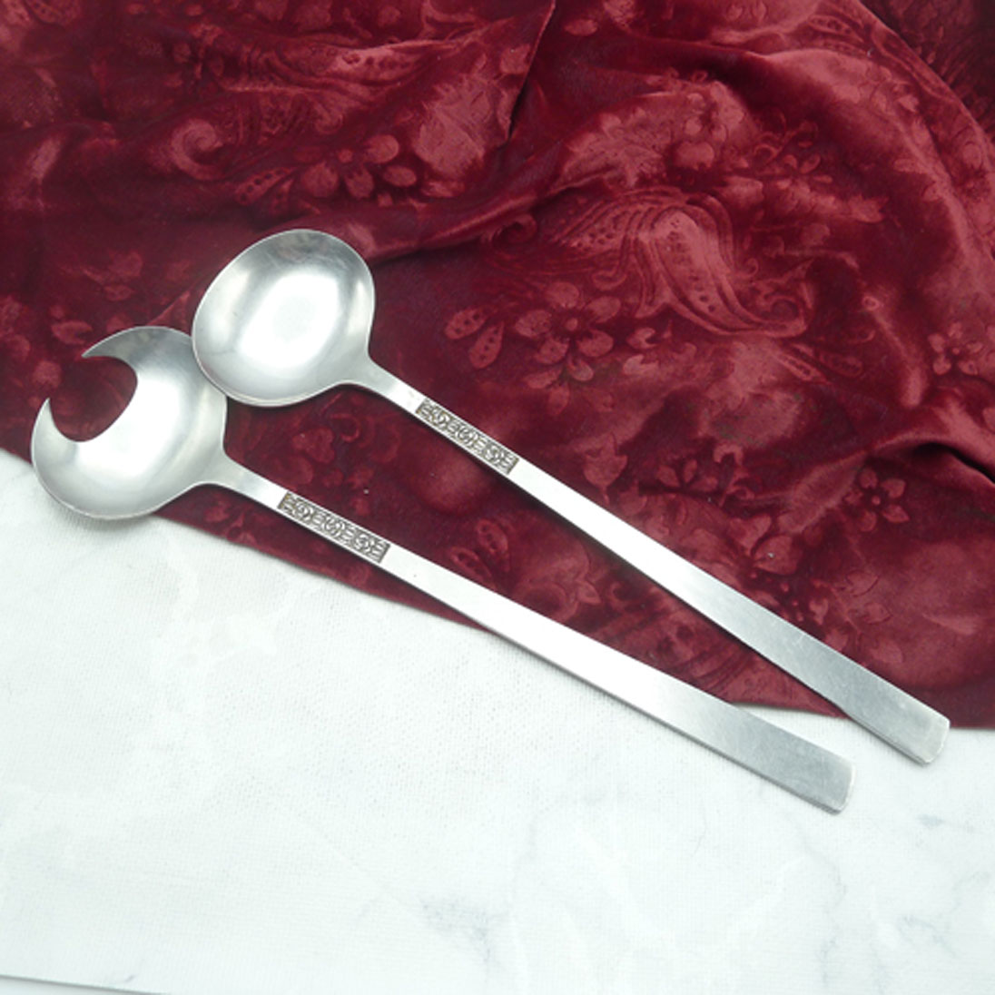 grosses 70er Jahre Salatbesteck 26,7cm rostfrei
