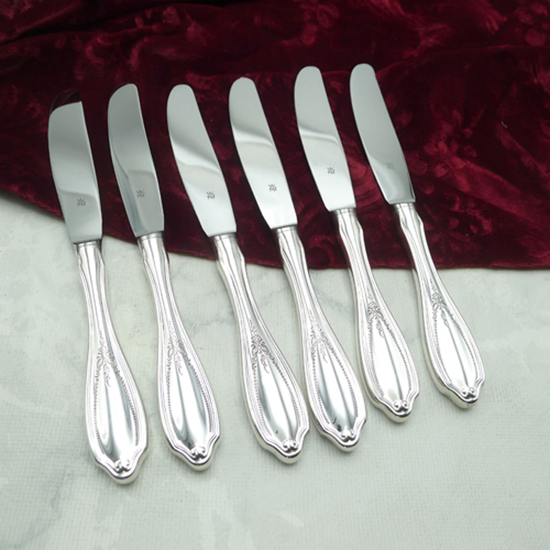 WMF Englische Rose 6 Obstmesser 17,9cm 90 versilbert