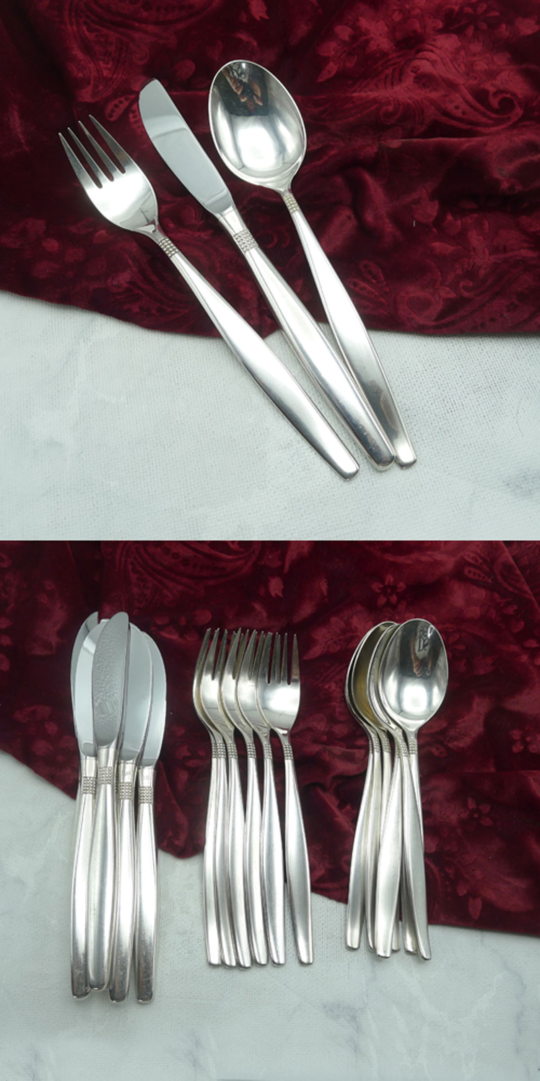 BSF 111 Dänisch Perl Tafelbesteck 6 Personen 90 versilbert