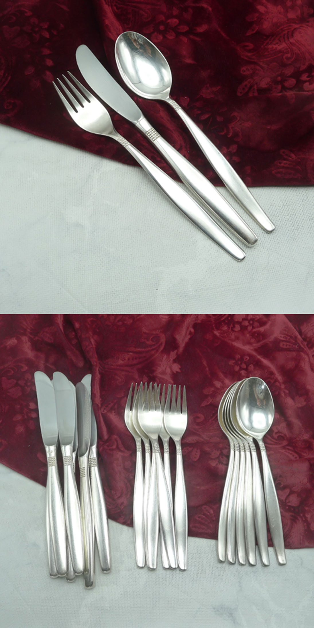 BSF 111 Dänisch Perl Tafelbesteck 6 Personen 90 versilbert