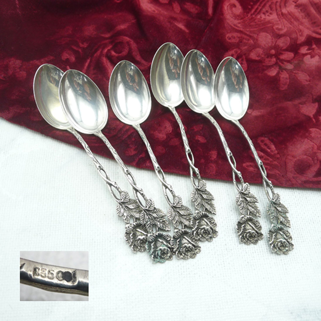 Hildesheimer Rose 6 Kaffeelöffel 835 Silber