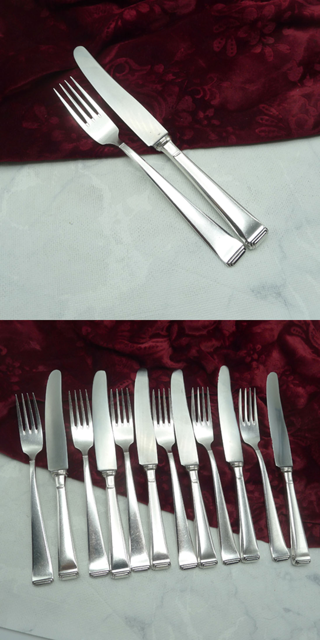 OKA 131 Art Deco Dessertbesteck 6 Personen 90 versilbert
