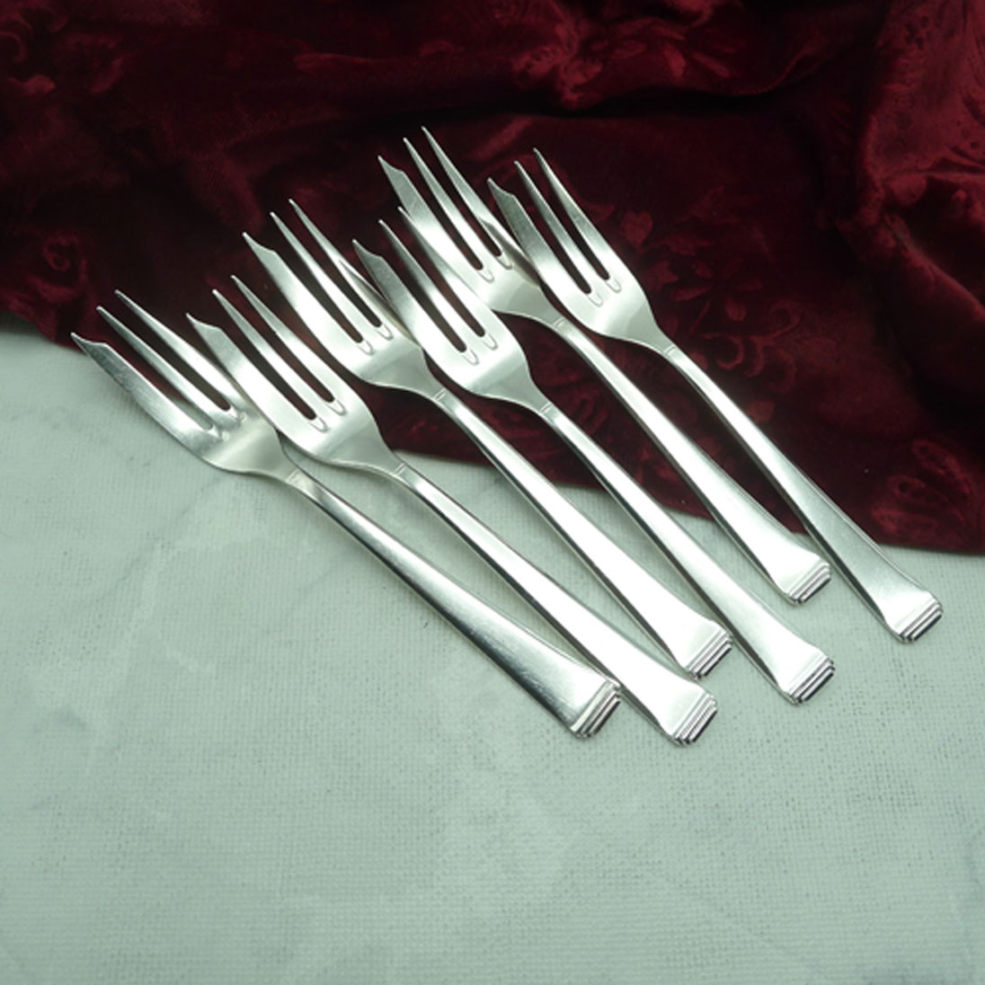 OKA 131 Art Deco 6 Kuchengabeln groß 90 versilbert