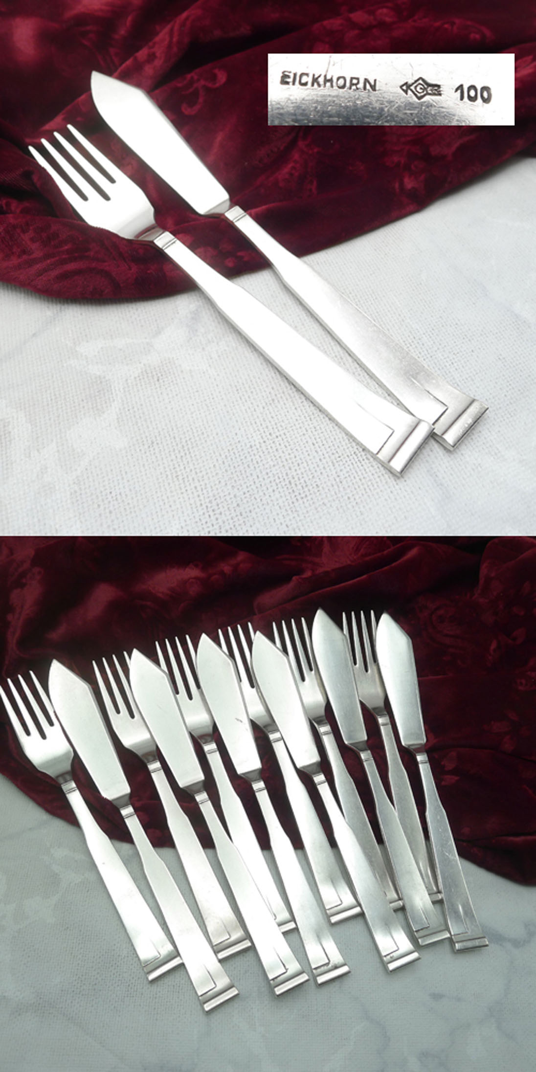 Eickhorn Art Deco Fischbesteck 6 Personen 90 versilbert