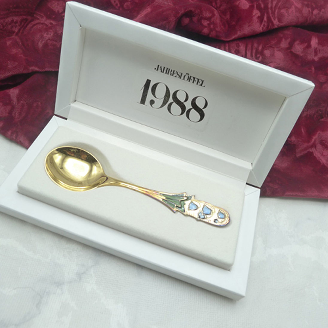 Robbe & Berking Jahreslöffel 1988 Blausternchen 925 Silber