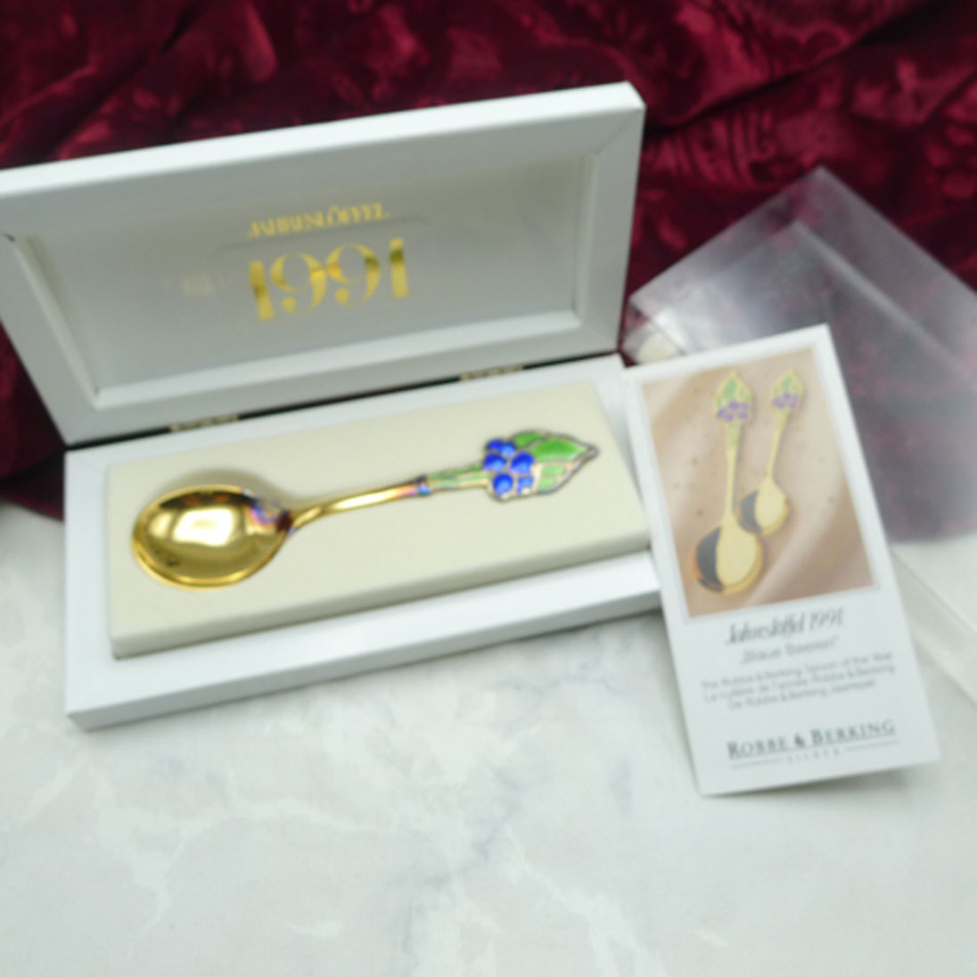 Robbe & Berking Jahreslöffel 1991 Blaue Beeren 925 Silber