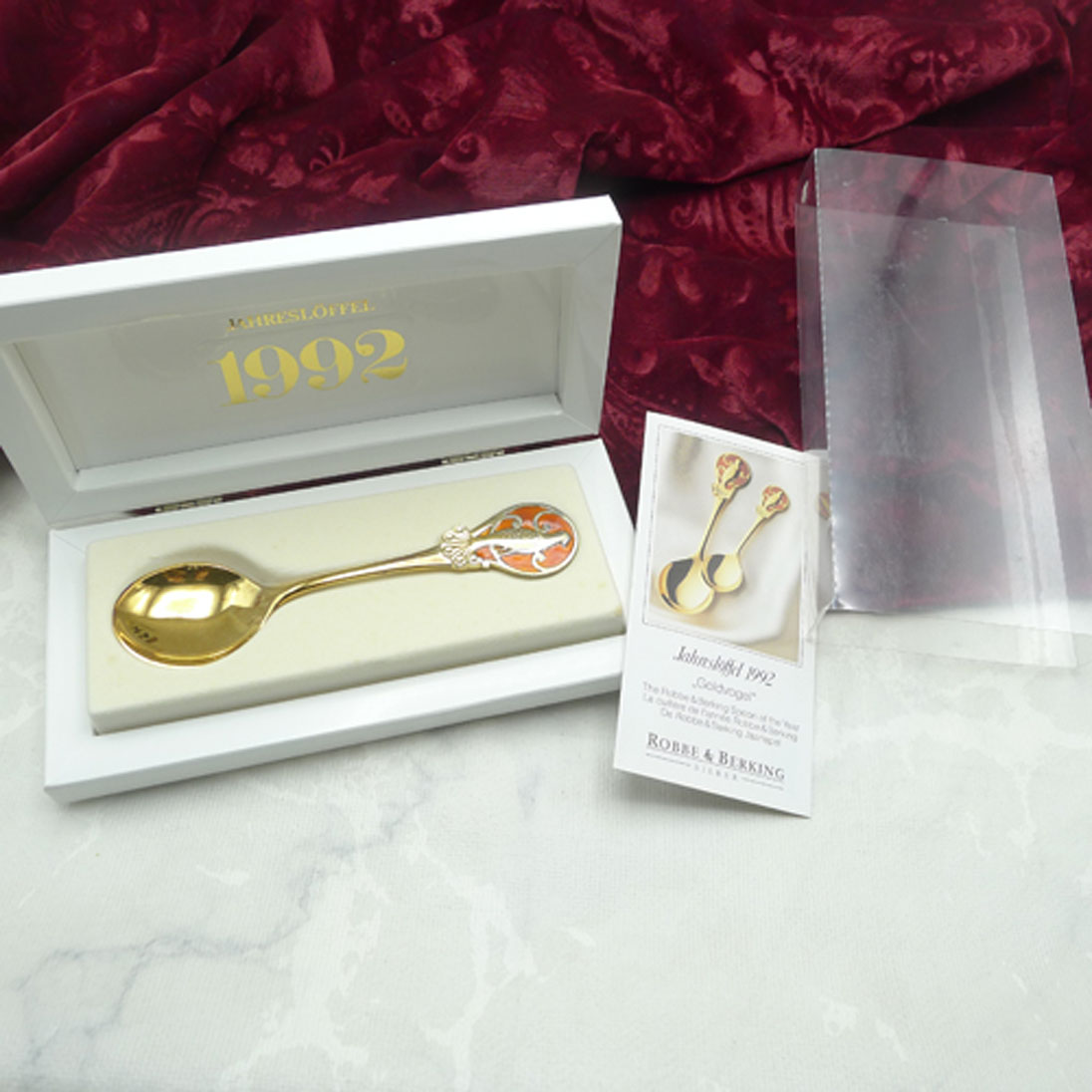 Robbe & Berking Jahreslöffel 1992 Goldvogel 925 Silber