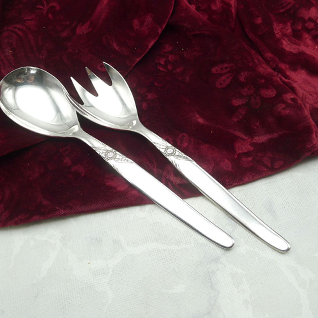 Seibel Kleeblatt Rose Salatbesteck 100 versilbert