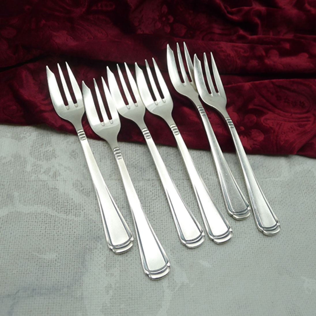 Art Deco BG 6 Kuchengabeln 90 versilbert