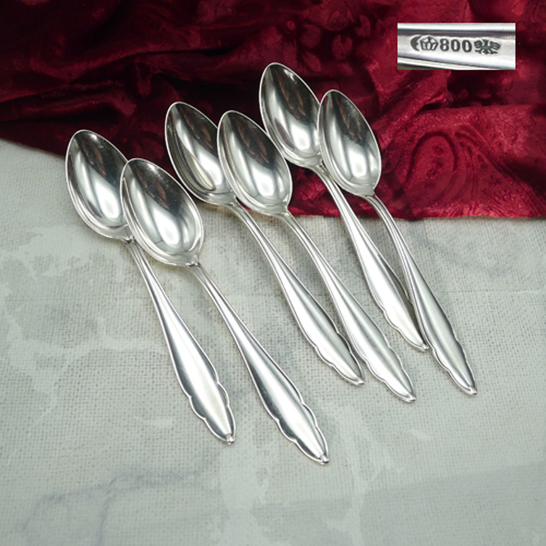 Bruckmann 610 Chippendale 6 Kaffeelöffel 800 Silber
