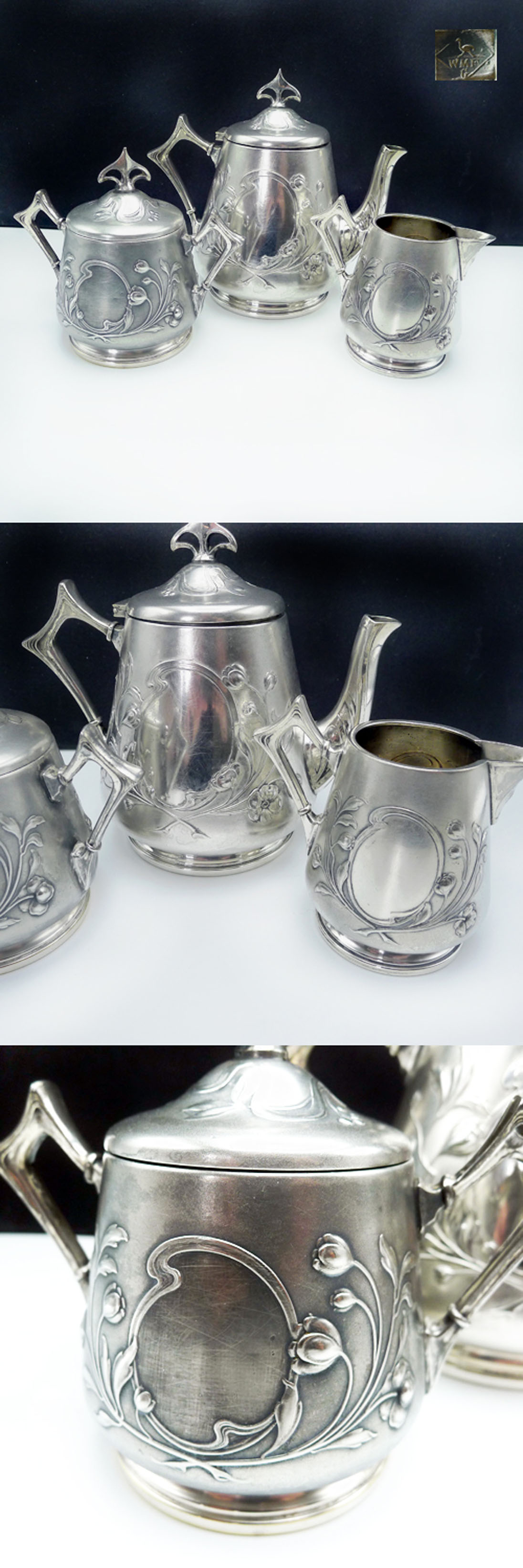 WMF Jugendstil Kaffeekern floral versilbert