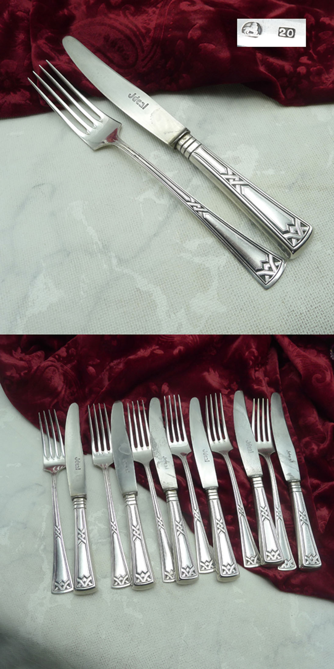 Erbe Ideal Jugendstil Dessertbesteck 6 Personen versilbert