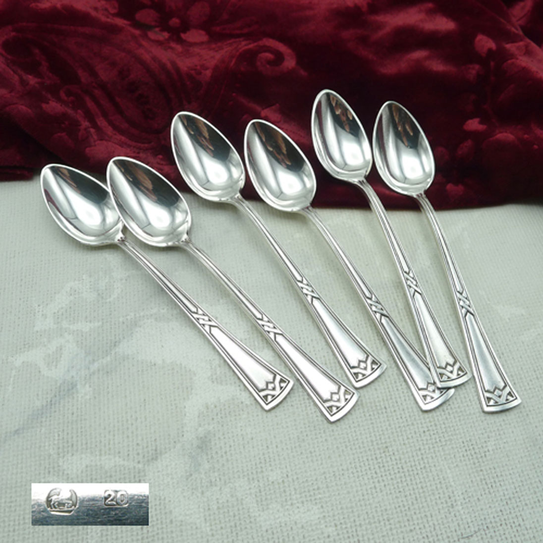Erbe Ideal Jugendstil 6 Mokkalöffel 20 versilbert
