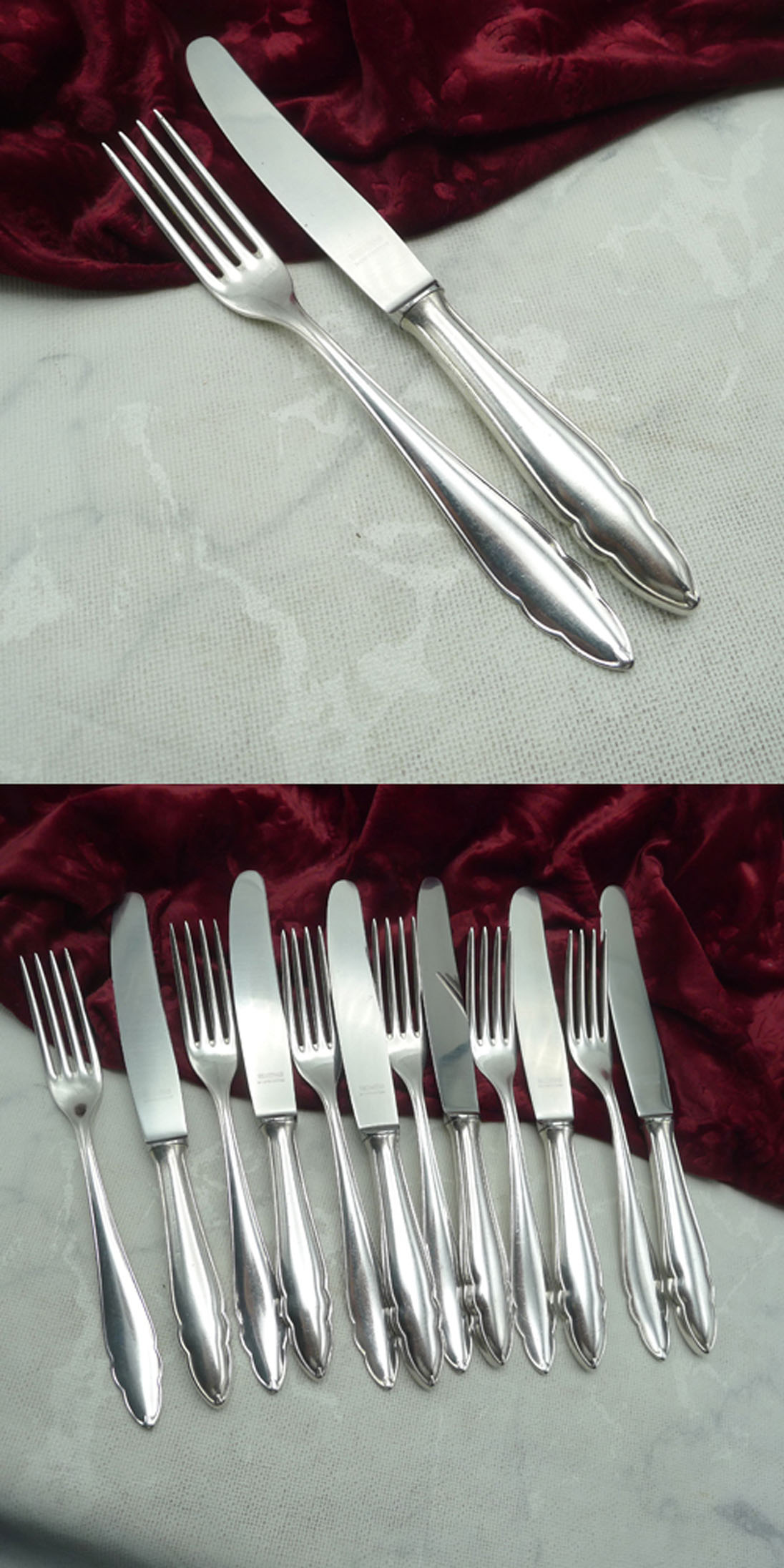 Bruckmann 610 Chippendale Dessertbesteck 6 Personen 90 versilber