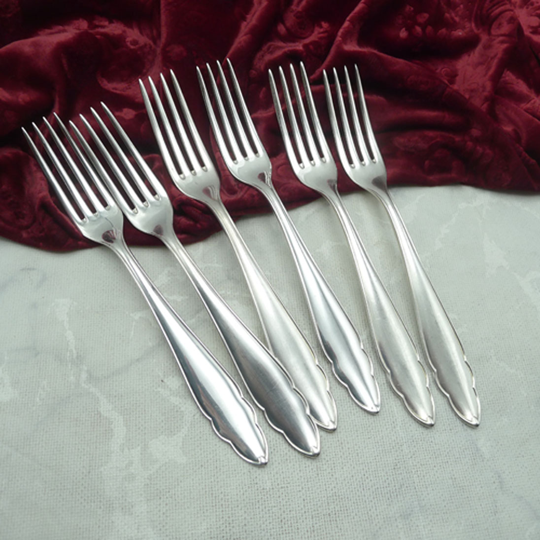 Bruckmann 610 Chippendale 6 Tafelgabeln 20,7cm 90 versilbert