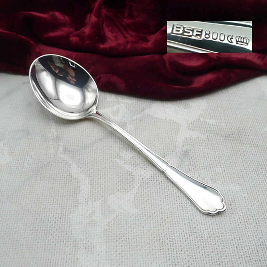 BSF englisch Chippendale Sahnelöffel 800 Silber