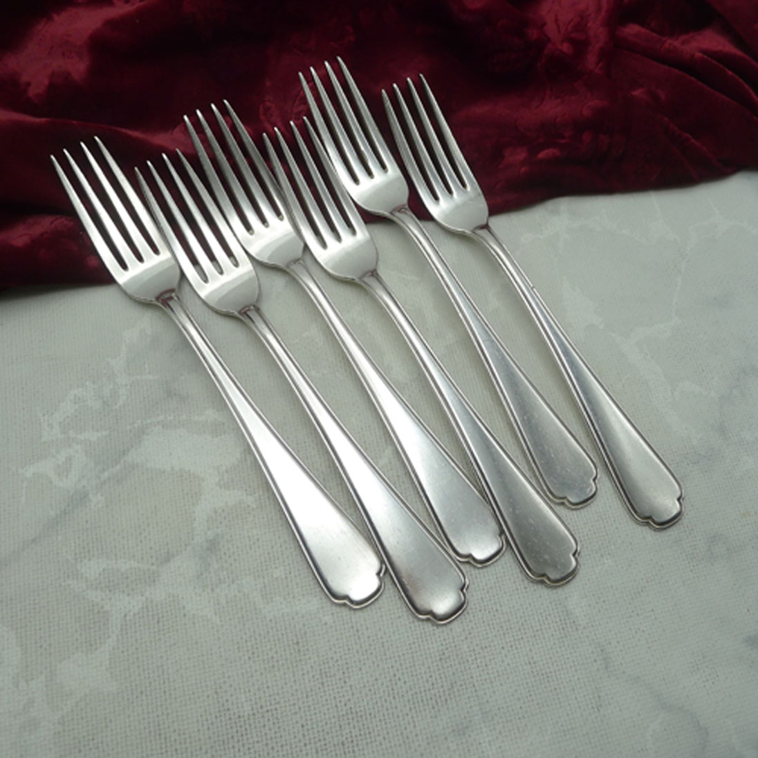 Bruckmann Deutschmeister 6 Dessertgabeln 18,3cm 90 versilbert
