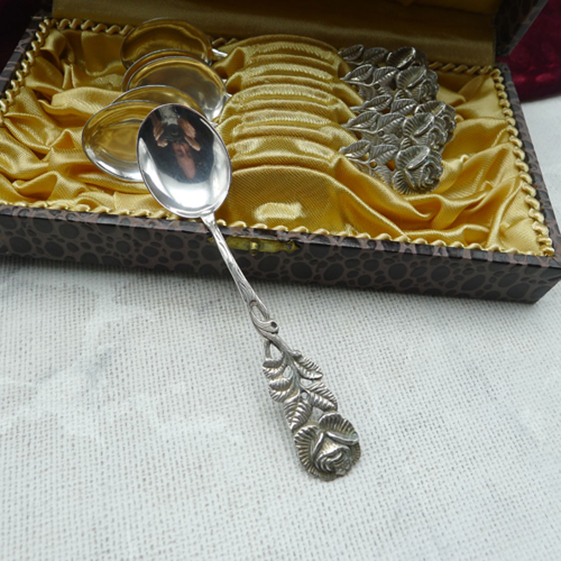 Hildesheimer Rose 6 Mokkalöffel Antiko 800 Silber