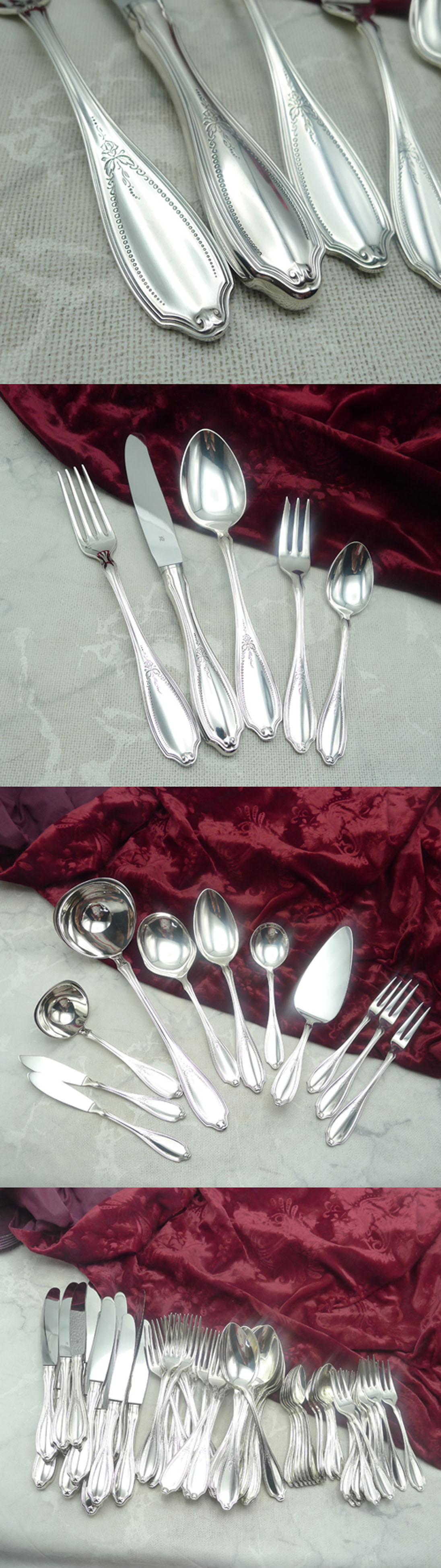 WMF Englische Rose Tafelbesteck 12 Personen 90 versilbert
