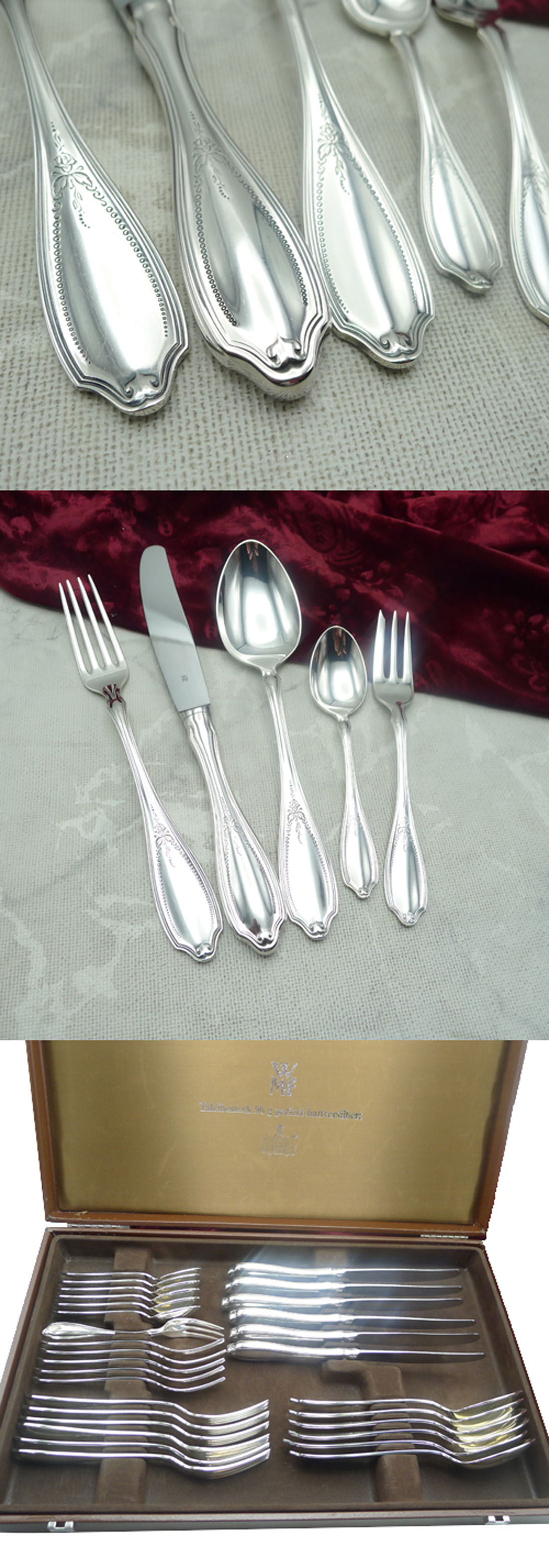 WMF Englische Rose Tafelbesteck 6 Personen 30 tlg 90 versilbert