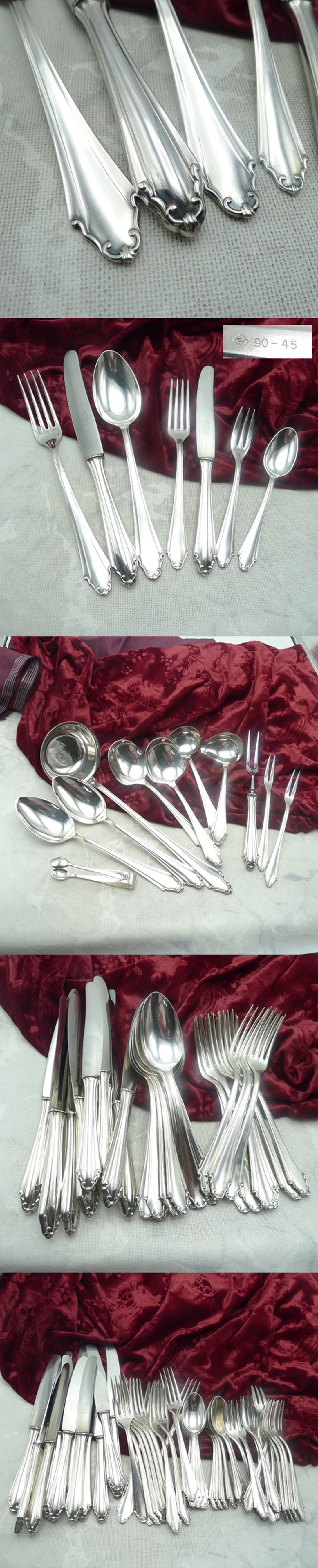 Barockes Besteck 12 Personen Burberg Tafel & Dessert # Vorleger 90 versilbert
