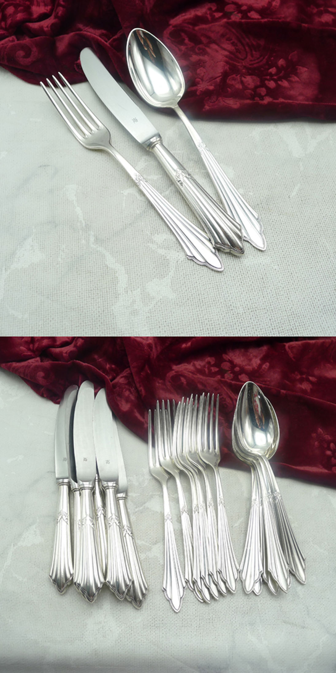 WMF 900 Fächer Menübesteck 6 Personen 90 versilbert